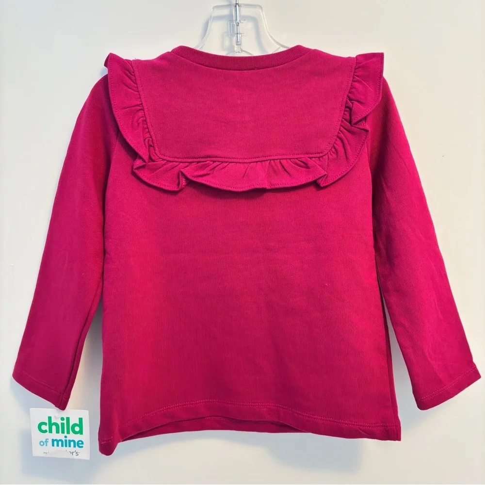 Carter's Child Of Mine Girl's Long Sleeve Pink Top Ruffle Detail Size 3T New